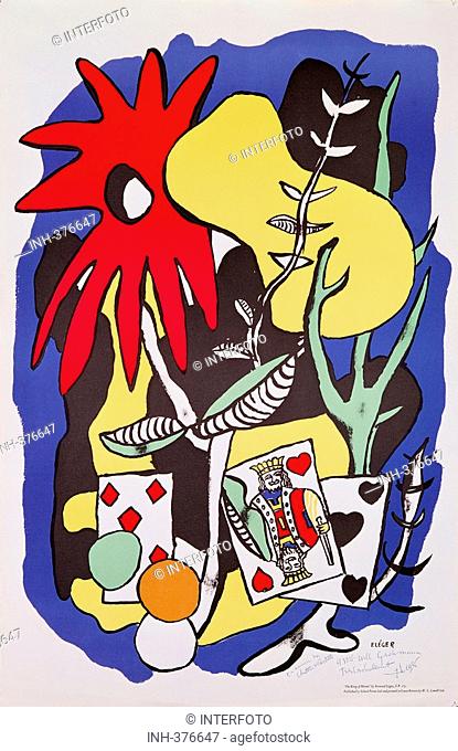 fine arts, Leger, Fernand, 1881 - 1955, graphics, kingf of hearts, Grohmann collection, Gauting, historic, historical, Europe, France, 20th century, play, game