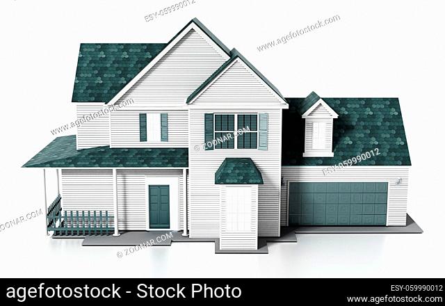 Luxurious modern house isolated on white background. 3D illustration