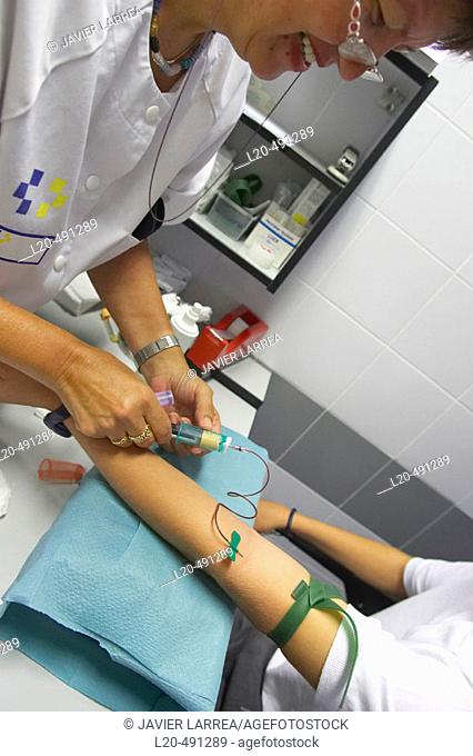 Blood extraction, clinical tests. Hospital Universitario Gran Canaria Doctor Negrin, Las Palmas de Gran Canaria. Canary Islands, Spain