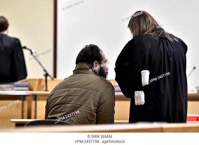 Ayham A.S. and Lawyer Jessica Florizoone pictured during a session of Leuven criminal court in the trial of four persons, Ahmed A.S. (31), Ayham A.S