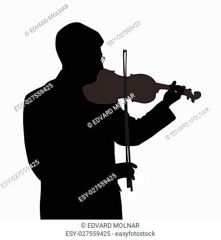 Male violinist isolated on white background. EPS file available
