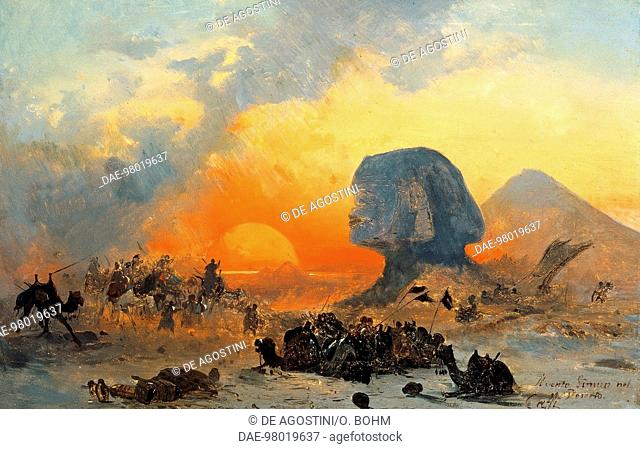The Simoun wind in the desert, 1844, painting by Ippolito Caffi (1809-1866), oil on canvas.  Venice, Galleria Internazionale D'Arte Moderna Di Ca' Pesaro (Art...