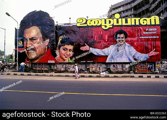 Cinema hoardings in Anna Salai, Chennai, Tamil Nadu, India, Asia
