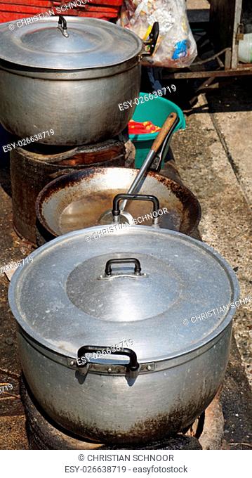 traditional asian street food cooked in a wok