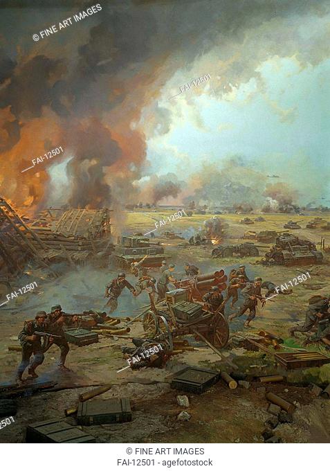 The Battle of Kursk. Prisekin, Sergei Nikolaevich (*1957). Oil on canvas. Soviet Art. Central Artist's House, Moscow. Painting