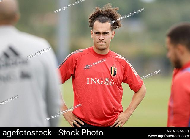 Belgium's Arthur Theate pictured during a training session of the Belgian national team, the Red Devils, Tuesday 31 May 2022 in Tubize