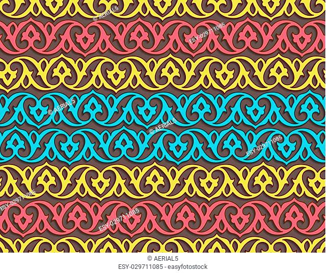 Seamless pattern with tatar ornament. Eastern stylish abstract vector background. Colorful flat texture for wrapping. Oriental pattern