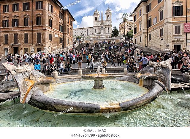 Italy, Europe, Rome, Piazza di Spagna, Spanish steps, Trinita dei Monti, tourists