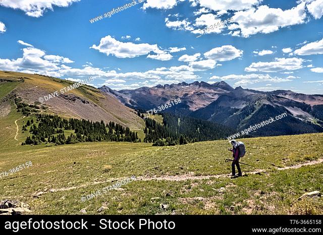 Hiking along Indian Ridge on the 485 mile Colorado Trail, Colorado