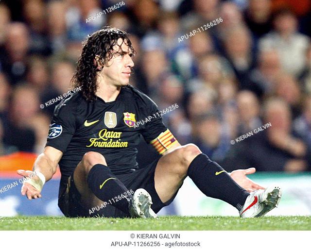 18 04 2012 Stamford Bridge, Chelsea, London Carles Puyol of FC Barcelona during the Champions League Semi Final 1st leg match between Chelsea and Barcelona at...