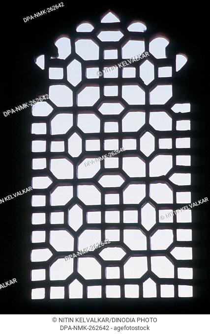 Stone carved window, Badi Mahal, City Palace, Udaipur, Rajasthan, India, Asia