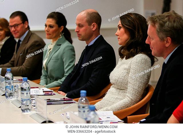 The Duke and Duchess of Cambridge, accompanied by Crown Princess Victoria and Prince Daniel, visit The Karolinska Institute