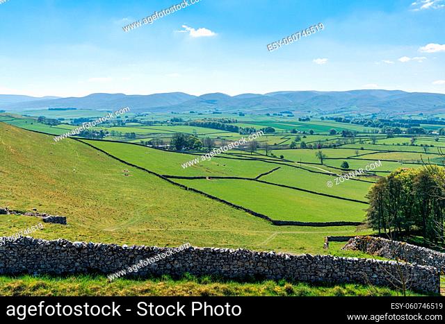 Landscape in the Eden District of Cumbria, seen on the B6260 road near Orton, England, UK