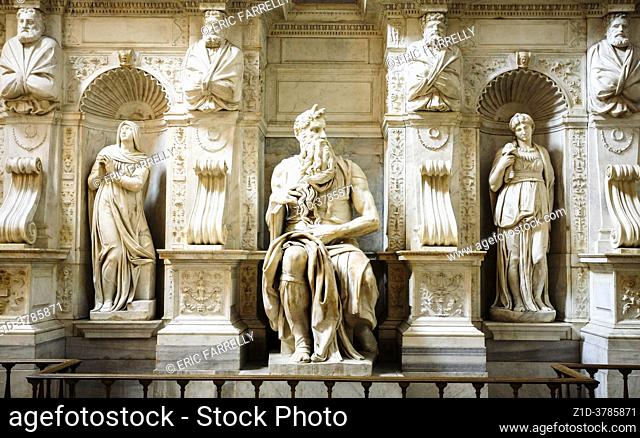 Michelangelo's Moses inside San Pietro in Vincoli Church Rome Italy