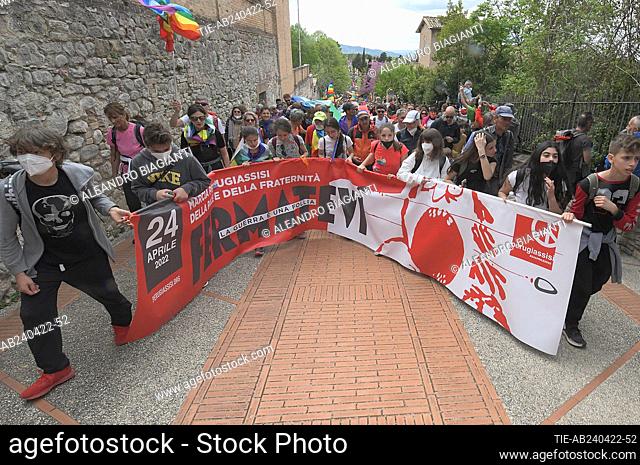 Assisi, Umbria, Italy, march for peace against all wars, 24/04/2022