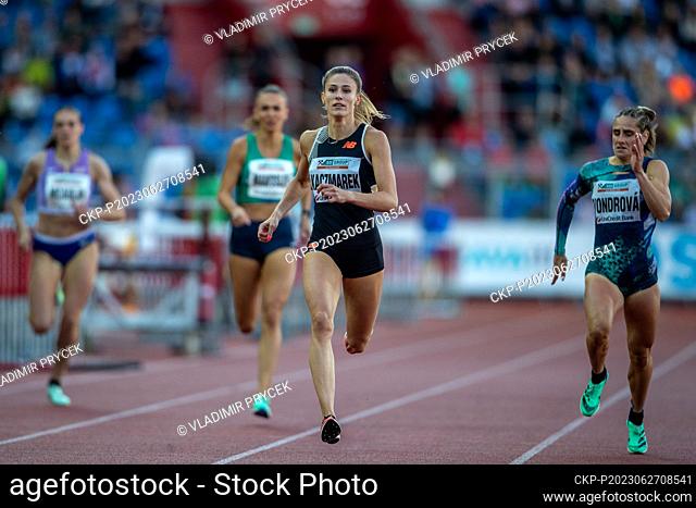 Athletes Natalia Kaczmarek from Poland (centre) and Lada Vondrova from Czech Republic compete in women's 400 metres run during the 63rd Golden Spike Ostrava...