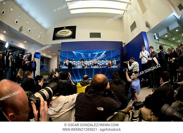 Manager Jose Mourinho of Chelsea F.C. answers questions during a press conference before the UEFA Champions League Semifinal first leg match between Club...