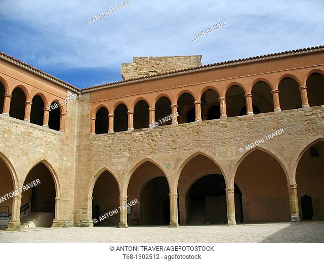 Courtyard of castle, Mora de Rubielos, Teruel province, Aragon, Spain
