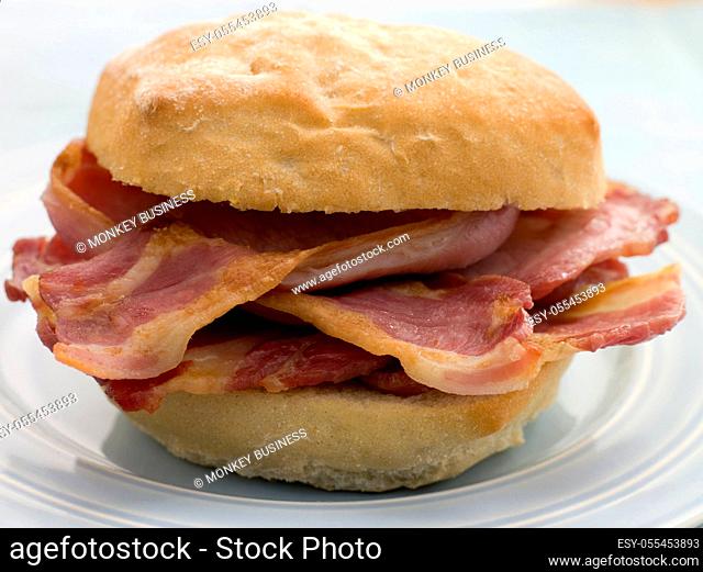 sandwich, sandwich, bacon bread roll