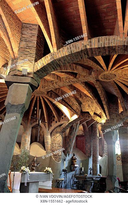 Crypt in Colonia Guell by Antoni Gaudi, Barcelona, Catalonia, Spain
