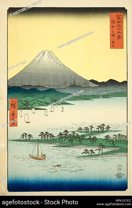 Pine Beach at Miho in Suruga Province (Suruga Miho no matsubara), from the series ""Thirty-six Views of Mount Fuji (Fuji sanjurokkei)"" - 1858 - Utagawa...