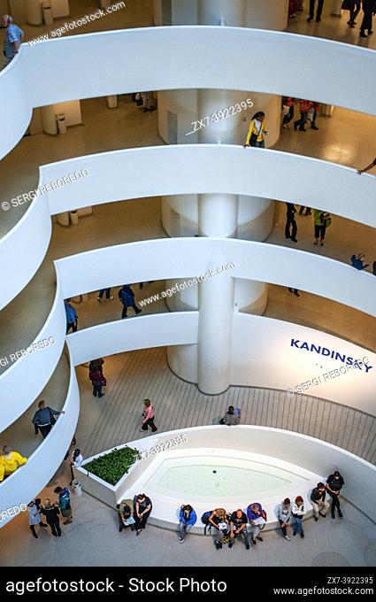 Large atrium within the Guggenheim Museum, Manhattan, New York City, USA, North America