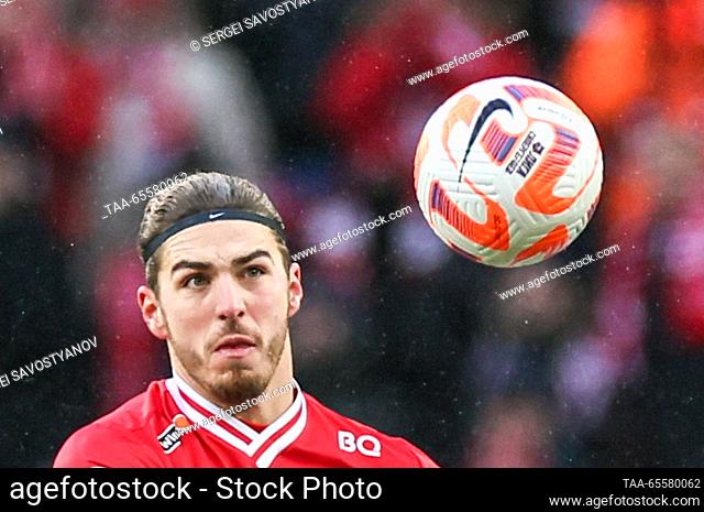 RUSSIA, MOSCOW - DECEMBER 9, 2023: FC Spartak Moscow's Srdan Babic in action in their 2023/24 Russian Premier League Round 18 football match against FC Krylya...