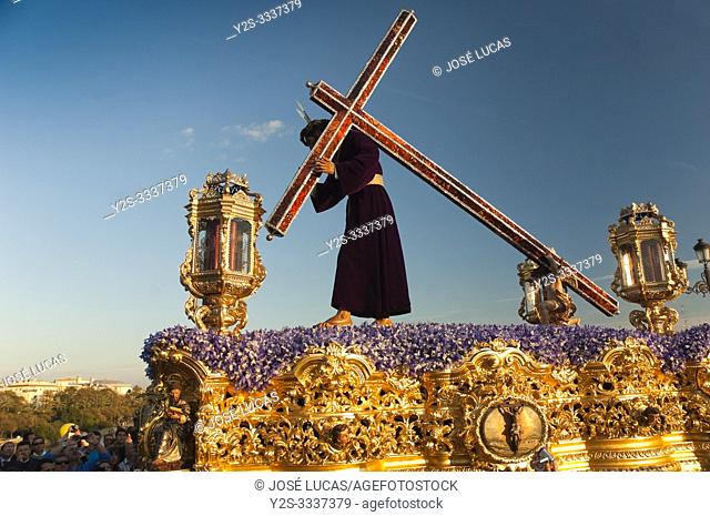 Holy Week. Brotherhood of La O (Jesus Nazareno carrying the cross). Seville. Region of Andalusia. Spain. Europe