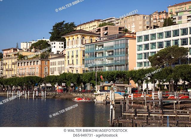 Switzerland, Ticino, Lake Lugano, Lugano, lakefront by Riva Vela
