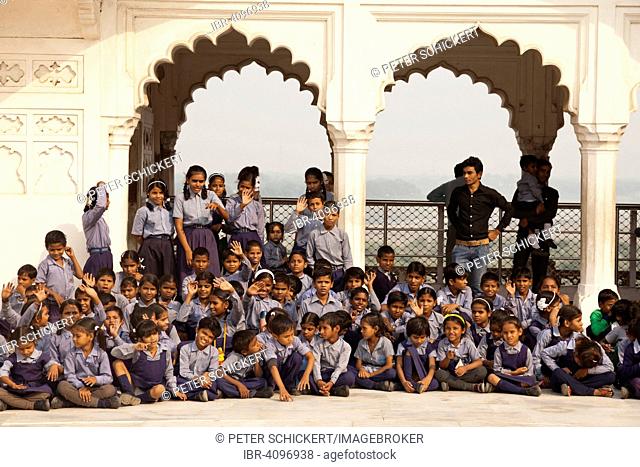 School class in the Red Fort, Agra, Uttar Pradesh, India