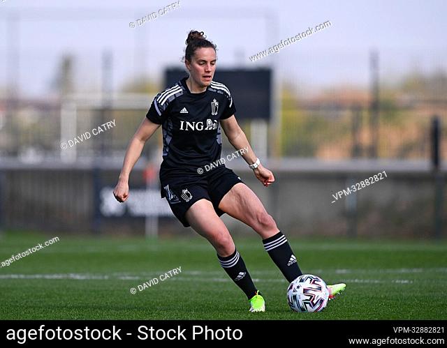 Belgium's Chloe Vande Velde pictured in action during a training session of the Belgium's national women's soccer team the Red Flames