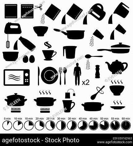 vector set icons cooking manual instructions