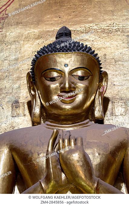 Close-up of one of the four Buddha statues inside the Ananda Temple, which is a Buddhist temple, built in 1105 AD during the reign (1084 to 1113) of King...