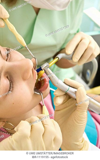 Girl having a dental treatment