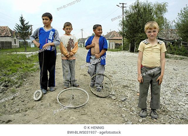a group of children, Romania