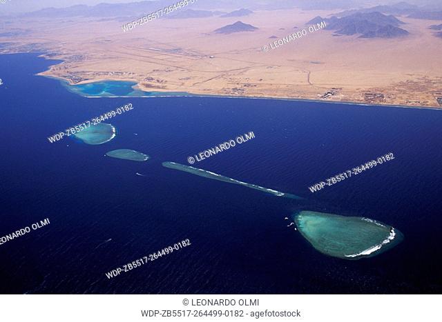 Egypt, Sharm el Sheik, the Tiran Straight seen from the plane