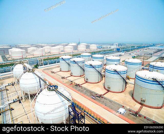 overlook of oil depot with many big containers