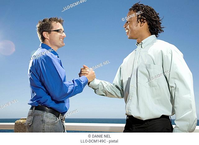 Two men shaking hands, Cape Town, Western Cape Province, South Africa