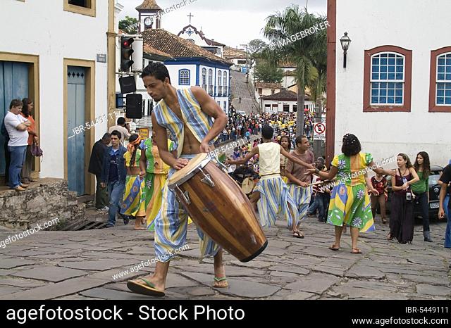 Festa de Nossa Senhora do Rosario dos Homens Pretos de Diamantina, religious, drummer, musician, Diamantina, Minas Gerais, Brazil, South America