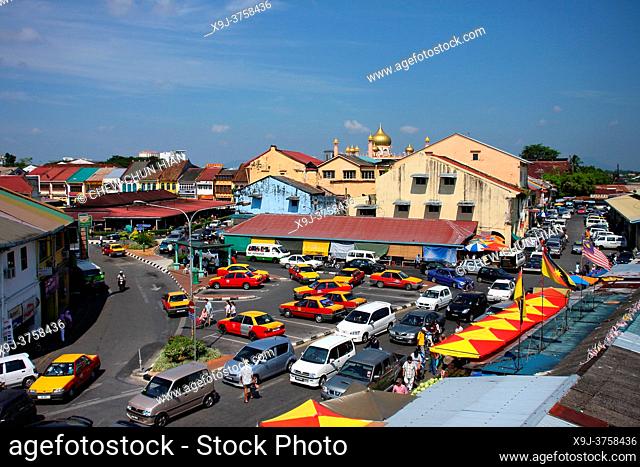 Sky Cityscape of Main Bazaar and Old Kuching Buildings, Sarawak, Borneo, Malaysia