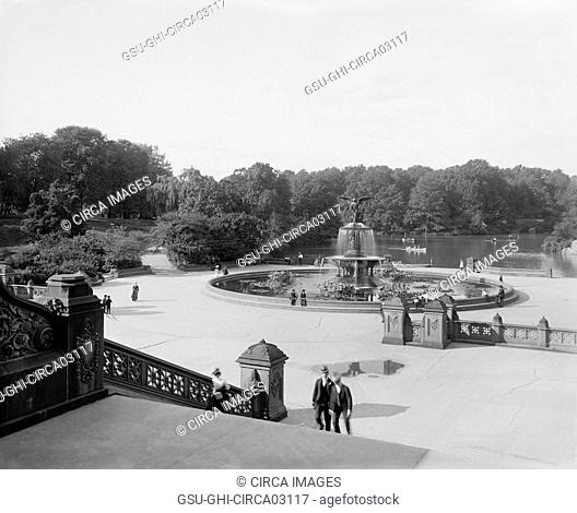 Bethesda Fountain, Central Park, New York City, New York, USA, Detroit Publishing Company, 1901