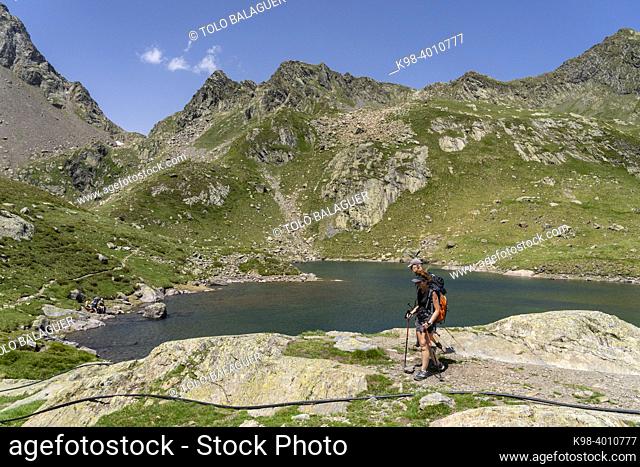 route to the port of Vénasque and Boums du Port Lake, Luchon, Pyrenean mountain range, France