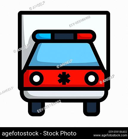 Ambulance Car Icon. Editable Bold Outline With Color Fill Design. Vector Illustration