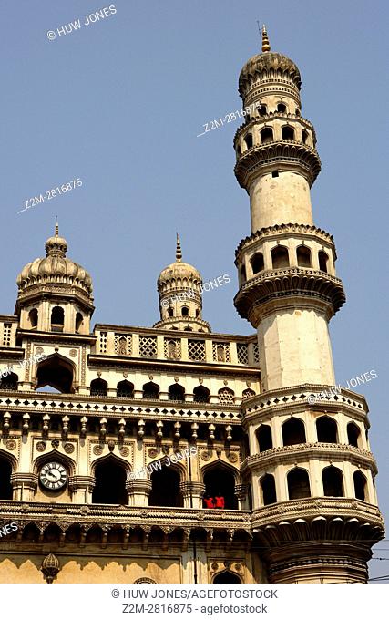 Charminar, The four Towers, Bazaar, Hyderabad, Andhra Pradesh, India