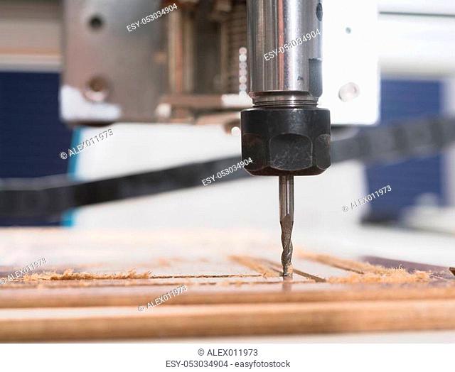 Milling machine working on steel detail. CNC milling machine working, Cutting metalwork process