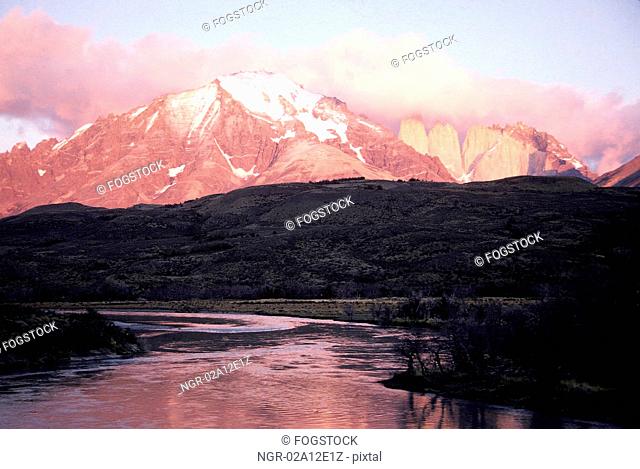 Torres del Paines Mountains in the Sunlight