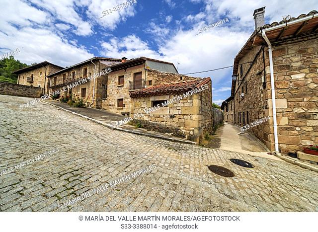 Steep street in Molicos de Duero. Soria. Spain. Europe
