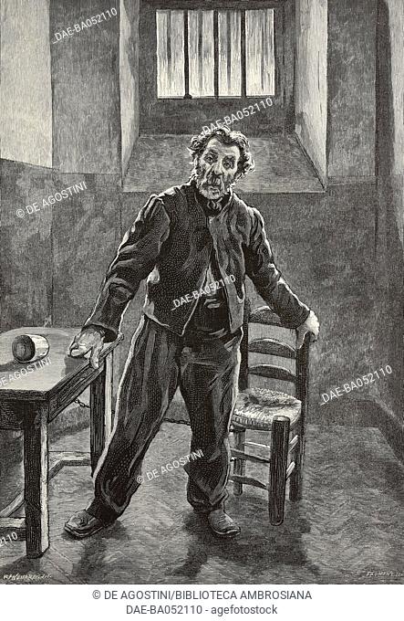 An inmate receiving news of his freedom, Mazas prison, Paris, France, illustration from L'Illustration, Journal Universel, No 2006, Volume LXXVIII, August 6