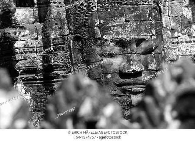 Face of the Lokeshvara at Bayon Temple in Angko