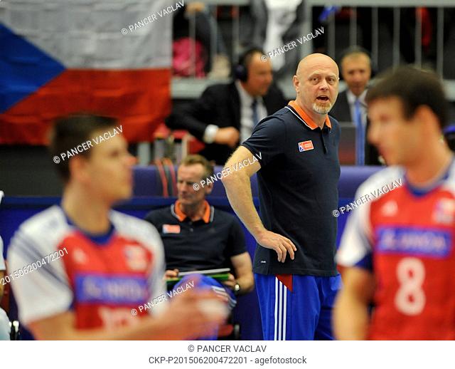 Czech coach Zdenek Smejkal during the match of the group D of the Volleyball World League Czech Republic vs France in Ceske Budejovice, Czech Republic, June 20